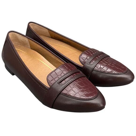 Vionics Savannah Brown Burgundy Slip On Comfort Point Toe Loafer Women 8.5 - Picture 1 of 8